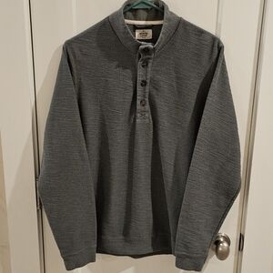 Marine Layer Clayton Textured Knit Henley Shirt Blue-Green - Size Medium